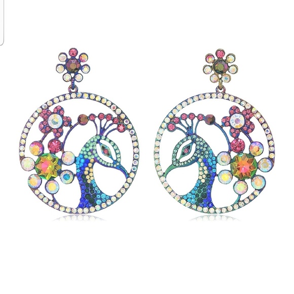 Betsey Johnson Jewelry - NWT Betsey Johnson Peacock Earrings